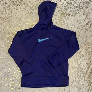 Nike Therma-FIT Hoodie Blue with Logo - Picture 1 of 3
