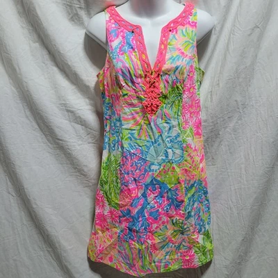 Платье цельнокроеное Lilly Pulitzer женское размер 4 бисер мульти любители коралловый райдер ЧИТАЙТЕ - Изображение 1 из 4