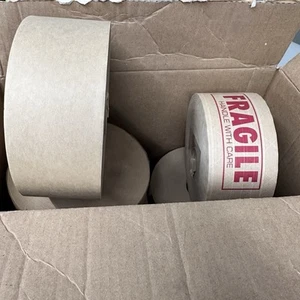 Gummed Tape 3" x 600' Water Activated Kraft Paper Non Reinforced Tapes 9 Rolls - Picture 1 of 3
