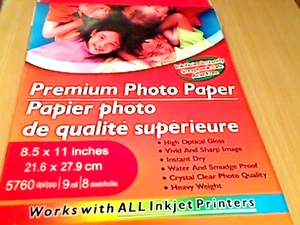 Premium Fotopapier Hochglanz 8 Blatt 8,5x11" BRANDNEU! - Bild 1 von 2