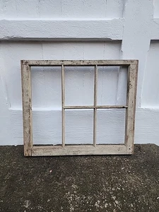 Vintage Farmhouse old wood window sash 6 pane window frame 21 1/4 x 25 No Glass  - Picture 1 of 10