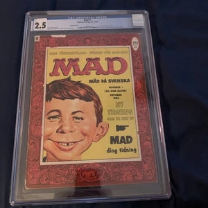 Mad Magazine #1 Edición Sueca 1960 Raro CGC 2.5 1er Alfred E Neuman Por Mingo - Imagen 1 de 14