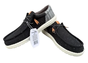 Zapatos sin cordones Hey Dude Wally Funk vintage para hombre manta color negro talla M12 - Imagen 1 de 4