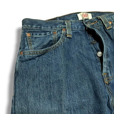 Vintage 2000s Levis 501 Mens 32 x 34 Jeans Denim Blue Y2K Dark Wash Button Fly - Image 1 of 4