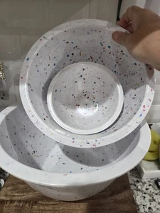 Zak! Designs Melamin Weiß Konfetti Verschachtelte Rührschüsseln 3er Set - Bild 1 von 5