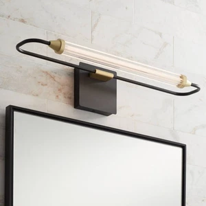 Possini Euro Nikola 23 1/2" Wide Matte Black and Gold LED Bath Light - Picture 1 of 10