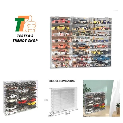 Hot Clear Acrylic Display Case for 1:24 Scale Diecast Toy Model Cars Wheels S... - Image 1 of 4