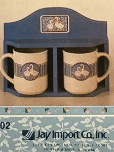 Oche di campagna in pregiata ceramica 2 pezzi coppia tazzine caffetteria nuove con scatola con ripiano - Foto 1 di 8