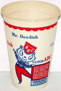 Vintage Pappbecher MR DEE LISH aus ABC konsolidiert Bild eines Platzanweisers unbenutzt - Bild 1 von 2