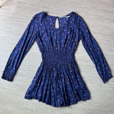 Kimchi Blue Isabella Smocked Waist Mini Floral Dress Urban Outfitters S Floral - Image 1 of 4