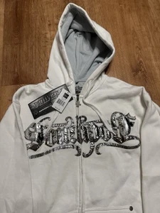 Vintage Southpole Zip Up Jacket Sweatshirt Mens Large White Y2K Spellout - Picture 1 of 8
