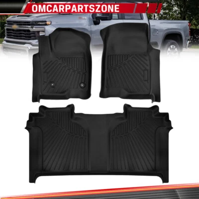 For Chevy Silverado GMC Sierra 2500HD/3500HD 2020-2024 Crew Cab Floor Mats TPE - Image 1 of 4