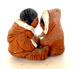 Native American Eskimo Inuit Figurine Man & Woman, Hand Formed by Ella Canada - Picture 1 of 9