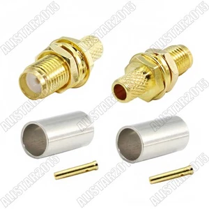 10x Conector SMA hembra Jack mamparo crimpado para cable RG58 RG142 LMR195 RG400 - Imagen 1 de 5