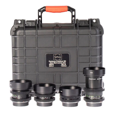 Pentacon Prakticar MC 28/2.8, 50/1.8, 50/2.8 135/2.8 Cine Mod Set For EF Mount! - Image 1 of 4