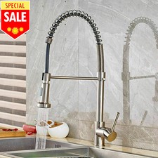  Kitchen Sink Faucet Single Handle Pull Down Sprayer Brushed Nickel Mixer Tap