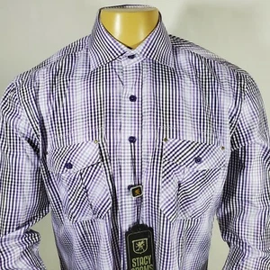 Stacy Adams Mens Button Down Striped Shirt M Medium Long Sleeve Roll Tab 42"-44" - Picture 1 of 12
