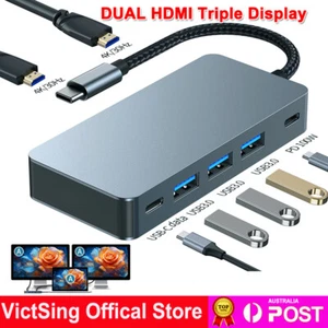 USB C Hub Docking Station Dual 4K HDMI USB 3.0 PD Adapter Triple Display Monitor - Picture 1 of 20