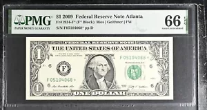 2009 $1 Federal Reserve Note Fr-1934-F* Atlanta PMG66 Superb Gem EPQ - Picture 1 of 2