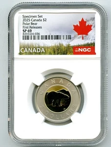 2025 $2 CANADA NGC SP69 POLAR BEAR FIRST RELEASES SPECIMEN TWO DOLLAR TOONIE !! - Picture 1 of 2
