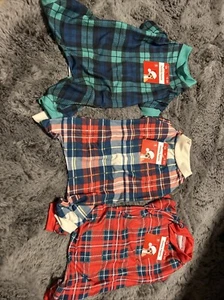 Pet Central Dog Holiday Pajama Small 10 inch Plaid Pajamas ( Lot Of 3 ) - Picture 1 of 7
