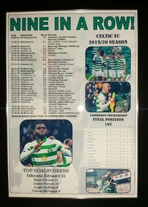 Campeones de la Premiership escocesa Celtic 2020 - nueve seguidos - impresión enmarcada - Imagen 1 de 2