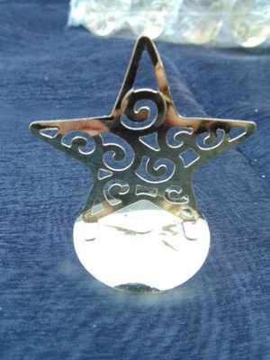 MARKENLOS 24 Stück Tischkartenhalter Sternform Farbe Gold Material Metall Größe je ca 5 cm