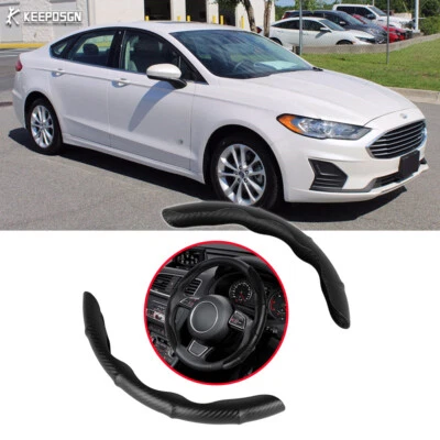 For Ford Fusion Mondeo Focus Steering Wheel Cover Protector Non-Slip Carbon Look - Image 1 of 4