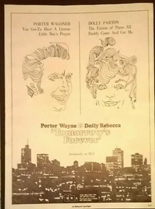 PORTER WAGONER & DOLLY PARTON Tomorrows Forever ORIGINAL 1970 Promotional Advert - Picture 1 of 6