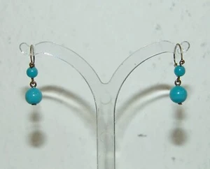 Kleine Ohrringe Gold 585 und blaues Glas um 1900 Kinder-Ohrringe - Bild 1 von 11