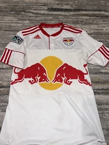 Vintage Adidas New York Red Bulls MLS Heim Fußball Trikot Herren Größe Medium weiß - Bild 1 von 9