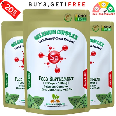 Selenium Complex 500mg Caps-High Strength Vitamins -Skin & Hair Supplement Vegan - Image 1 of 4