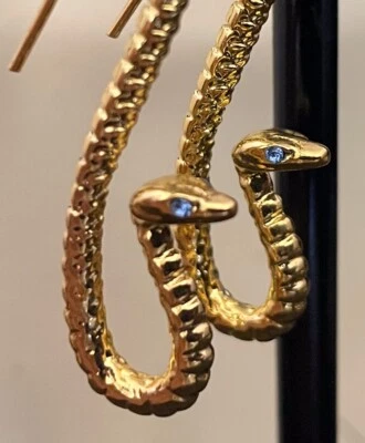 Asp Earrings Egyptian Revival Long Snake Hooks - Image 1 of 4
