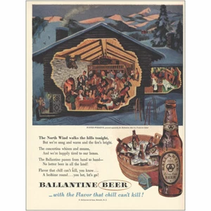 1954 Ballantine Beer: North Wind Walks the Hills Tonight Vintage Print Ad - Picture 1 of 1