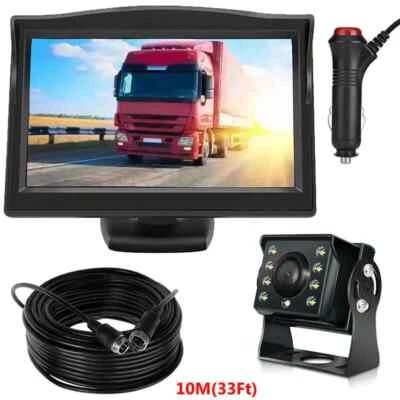 4 Pin 33Ft Truck Motorhome Bus Car Rear View Reversing Camera 5" Monitor System - Image 1 of 4