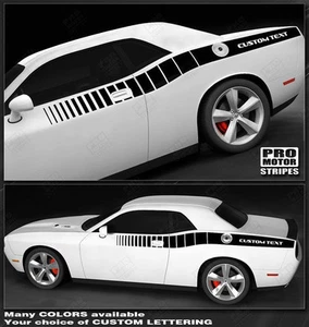 Dodge Challenger Reverse Strobe Side Stripes Decals 2011 2012 2013 2014 Pro Moto - Picture 1 of 2