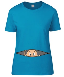 T-SHIRT DAMEN UMSTANDSMODE BABY WERFEN SIE EINEN BLICK ZIP BAUCH - Picture 1 of 6
