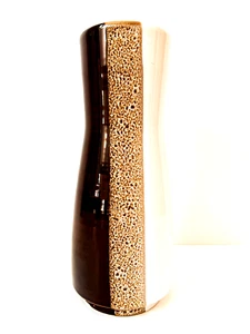 Mid-Century modern POOLE POTTERY TALL VASE - glossy brown/speckled/white - Picture 1 of 6