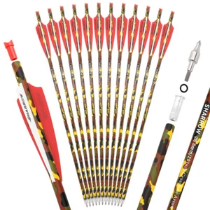 12X Camo Crossbow Bolt Carbon Arrow 16 17" 18" 20" 22" Bow Hunting Archery Shoot - Picture 1 of 21