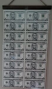 Sixteen Five Dollar Lincoln $5 Notes 2003 Uncut Currency Bep Dept Of Treasury