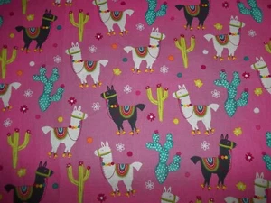 Handmade cotton crib sheet / Hot Pink llamas?REDUCED LAST ONE! - Foto 1 di 2