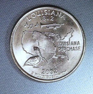 2002-P Louisiana Quarter 25c sehr Stempelglanz ungetönt ungereinigt aus Rolle - Bild 1 von 4