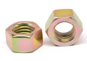 9/16"-12 Coarse Thread Grade 8 Finished Hex Nut Yellow Zinc Plated - Picture 1 of 1