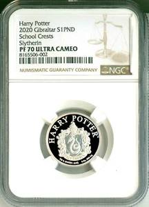 2020 Gibraltar S1PND Harry Potter School Crests Slytherin NGC PF70 Ultra Cameo - Picture 1 of 4