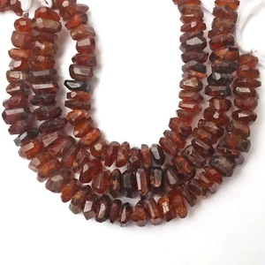 Natural Hessonite Garnet Gemstone 8 Inch Strand 10-14 MM Faceted Tumble Beads - Picture 1 of 5