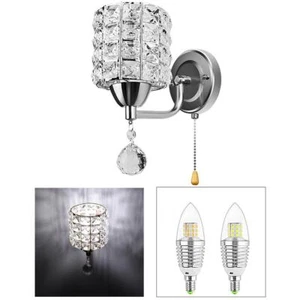 Modern Crystal Wall Light Pendent Lamp Shiny Gorgeous Bedroom Silver - Picture 1 of 7