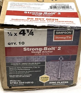 Simpson Strong-Tie Strong Bolt 2 1/2x4-1/4” # STB-50414R10 - Imagen 1 de 2