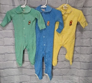Vintage Disney Winnie The Pooh Sleepers Yellow, Teal And Blue - Picture 1 of 28