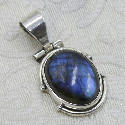 Anhänger Labradorit Silber 925 Blau Grün schimmernd Kettenanhänger  2.Wahl - Bild 1 von 2