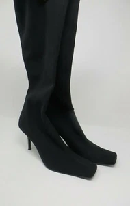 Charles David Black Stretch Boots Heels Womens Size 38 Made in Italy - Bild 1 von 12